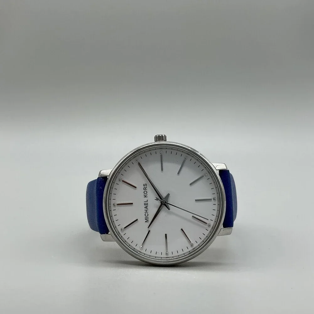 Michael Kors Pyper Womens Watch 38mm Blue Leather MK-2845 New Battery